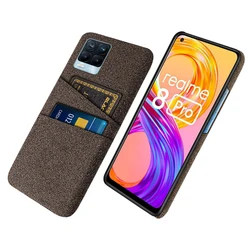 Luxury Fabric Wallet Case with Dual Card Holder for Realme C21 (Brown)