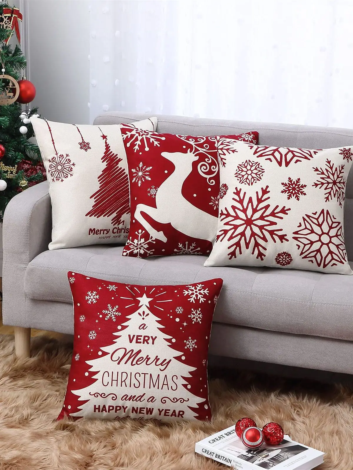 2023 Christmas Pillow Covers Christmas Decorations Throw Pillow Covers Set Of 4 Throw Pillow Cases With Holiday Decor Sofa