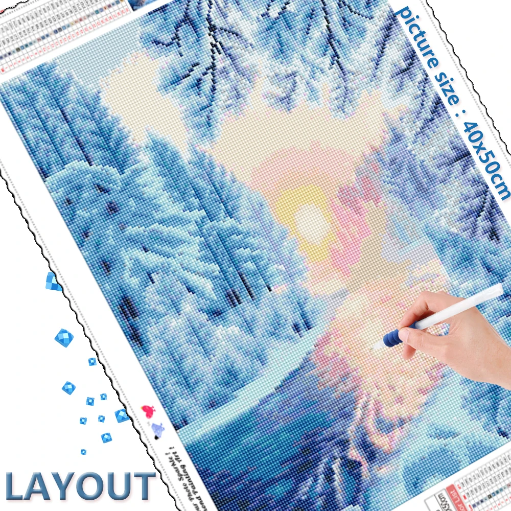 Huacan Full Square Diamond Painting Cross Stitch Landscape 5D DIY Diamond Embroidery Mosaic Rhinestones Kits Winter Needlework