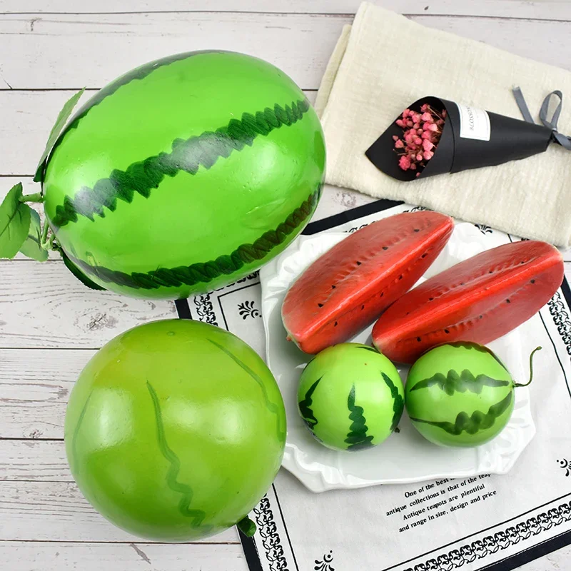 Plastic Simulation Watermelon Artificial Creative Fake Fruit Decor Craft Food Photography Props Children Early Education Gifts