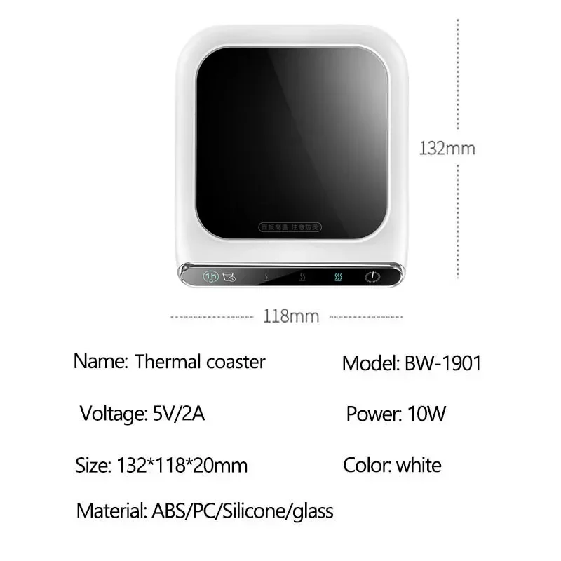 5V Cup Heater Smart Thermostatic Hot Tea Makers 3 Gear USB Charge Heating Coaster Desktop Heater for Coffee Milk Tea Warmer Pad