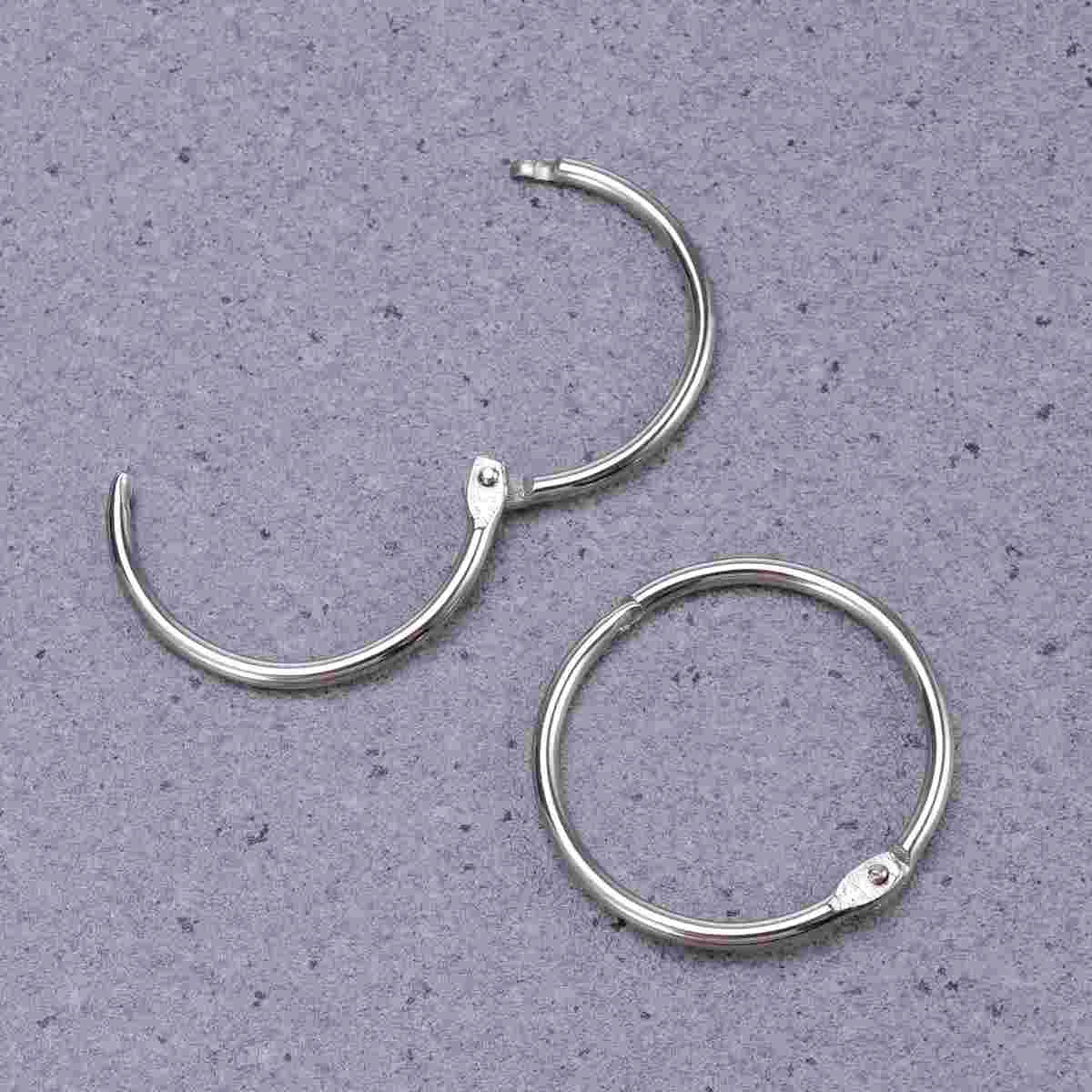 10Pcs Silver Metal Loose Leaf Binder Rings Book Rings Keychain Flash Cards Holder Scrapbook Clip Photo File Office
