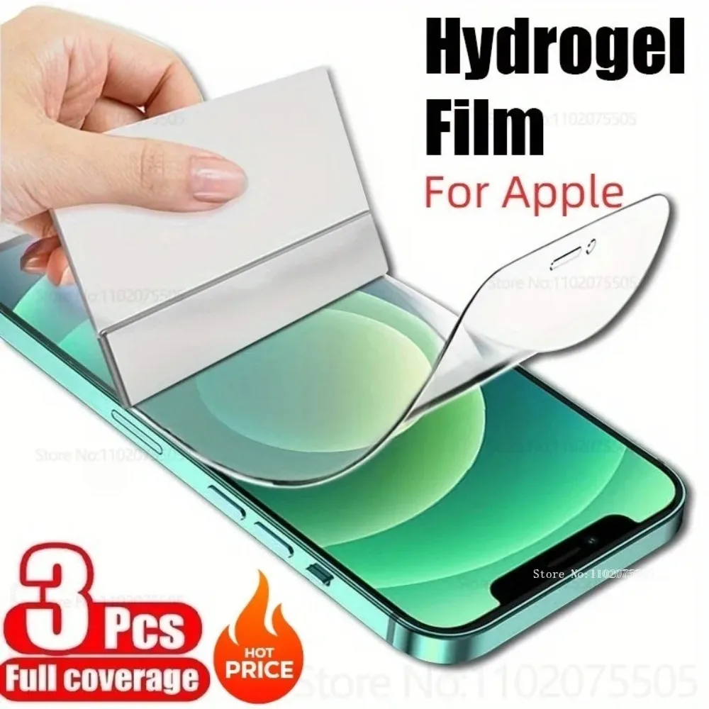 3Pcs HD Hydrogel Film for IPhone 16 Promax 15 Plus 14 13 Promax Protective Soft Film for IPhone 17 Promax XR XS 6 7 8 11 12 Mini