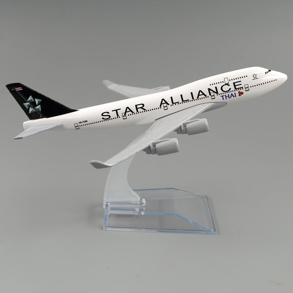 

Самолёт из сплава в масштабе 1/400, самолёт Боинг 747 THAI Star Alliance 16 см, модель B747, игрушки, украшение, коллекция подарков для детей