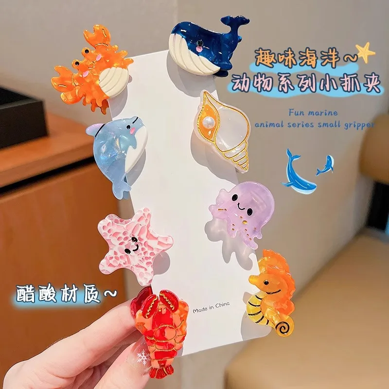 Kawaii Shark Hair Clip - Women's Marine Animal Theme Acrylic Acid Clips for Half Up Hairstyles, Non-Slip Cute Hair Accessories