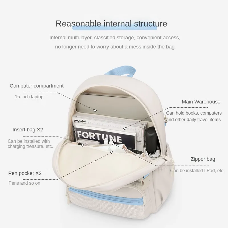 VNINE backpack for junior high school girls 2024 new fashion high school student large capacity backpack for men's computer bag