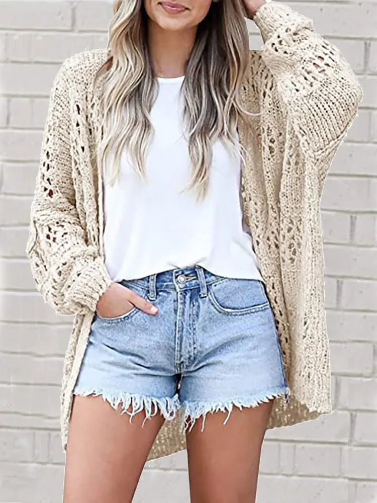 

Women Knitted Cardigan Solid Oversized Sweater Deep V-Neck Long Sleeve Shoulder Winter Outwear Y2k