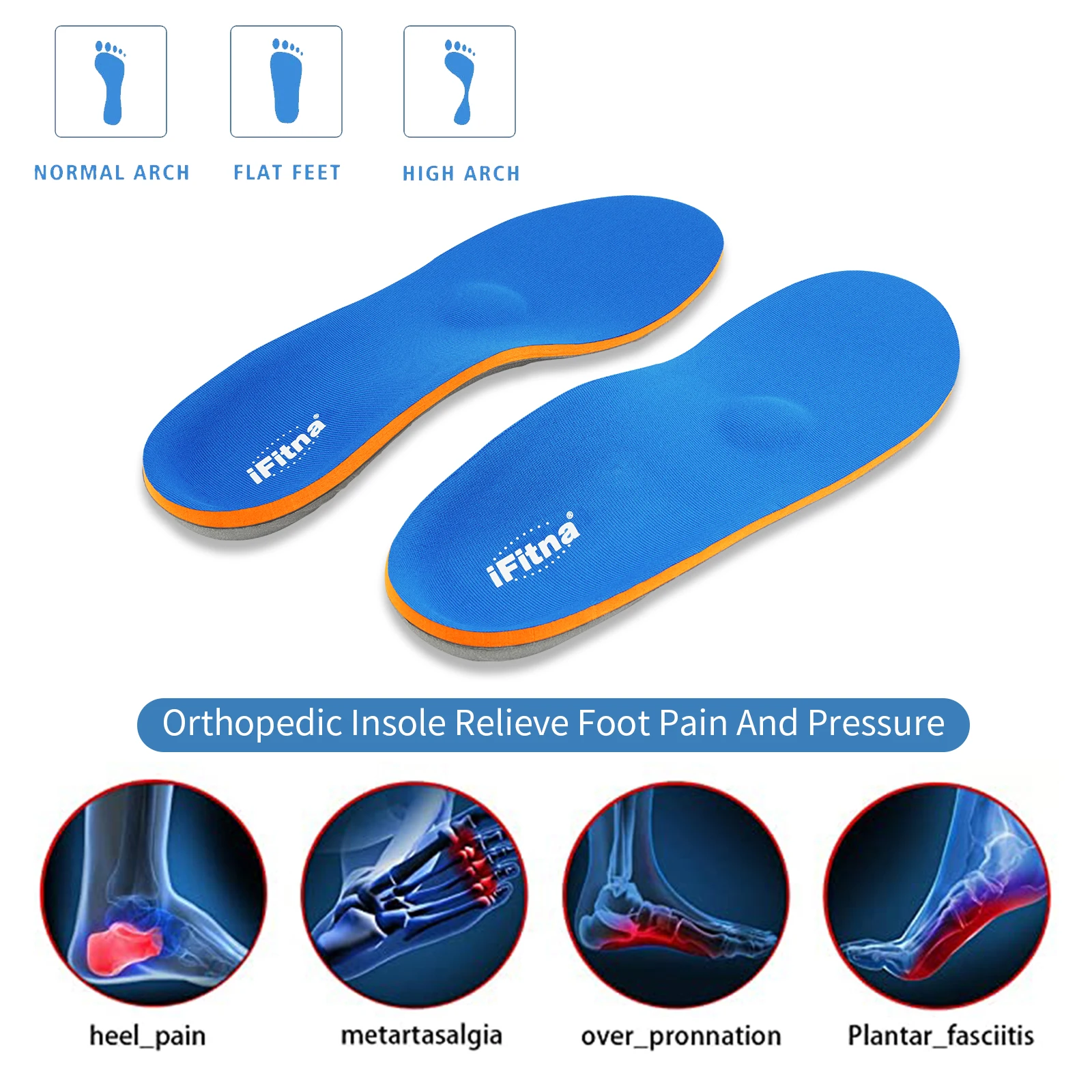 iFitna Flache Füße Orthopädische Arch Support Einlegesohlen Sneakers Sole Frauen Plantarfasziitis Ferse Schmerzen Männer Orthesen Einlegesohlen Schuh Einsätze Pad – Detail 3