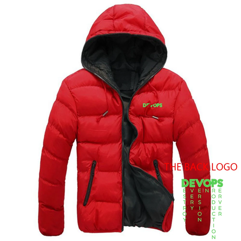 DEVOPS - The real definition of DEVOPS 2023 Mens Winter new keep Warm Coats Hooded Thickened Solid Color Cotton-padded jacket