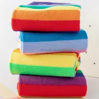 Y4UD Cotton Long Tube Socks for Children Breathable Fabric Middle Calf Hosiery Girls In Tube Rainbow Socks for 3-12 Years