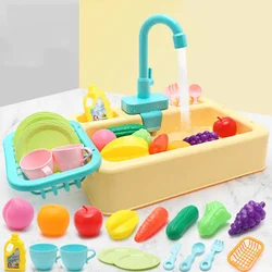 Kids' Kitchen Fun: Plastic Dish Wash Sink Set for Pretend Play & Learning (Creamy Yellow)