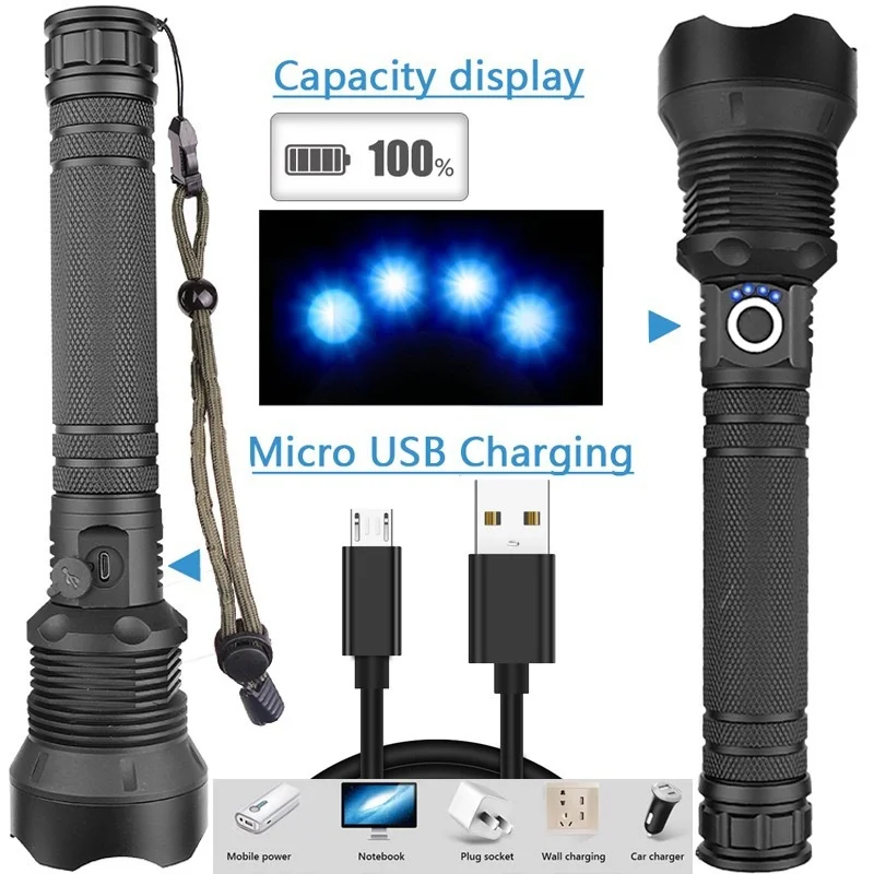 50000    Led  Usb  ġ, XHP70 XHP50 18650  ͸ ߿ 