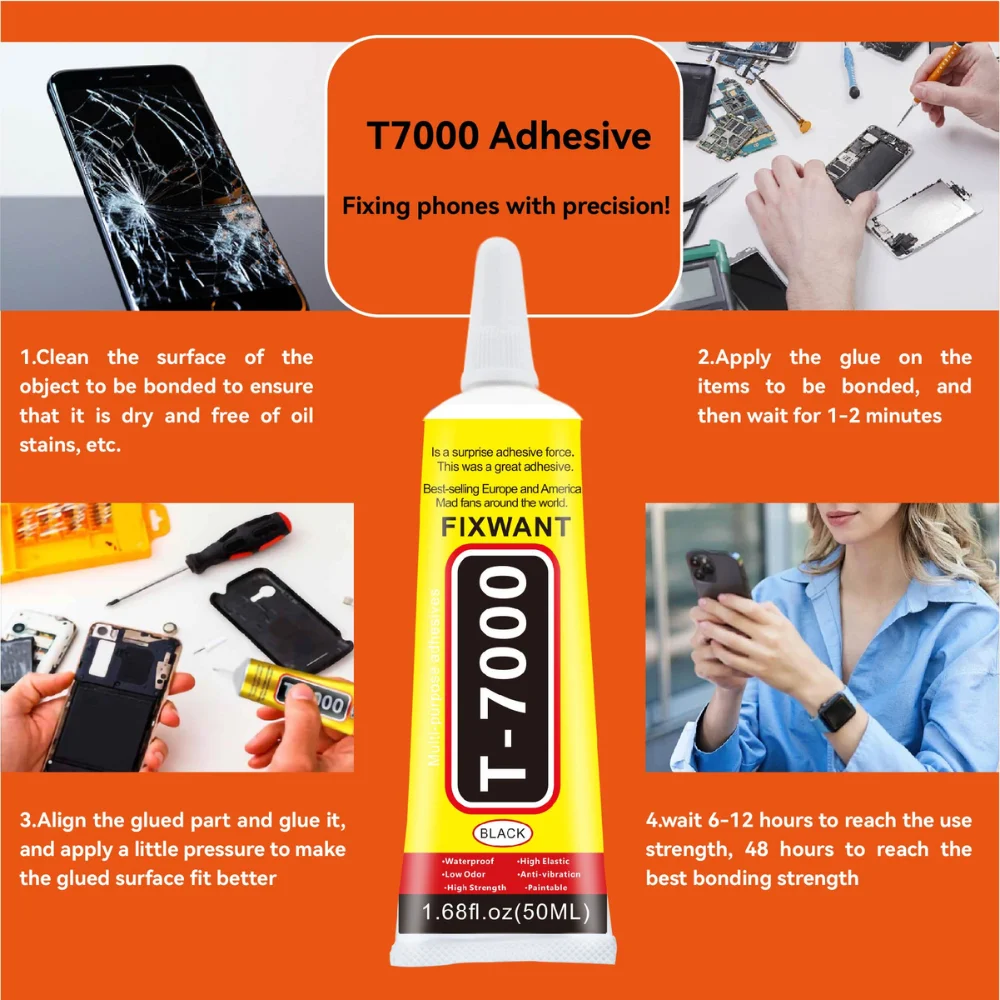 Premium Black T-7000 Strong Adhesive Glue for Electronics Repair (Available in 15ml/50ml/110ml)