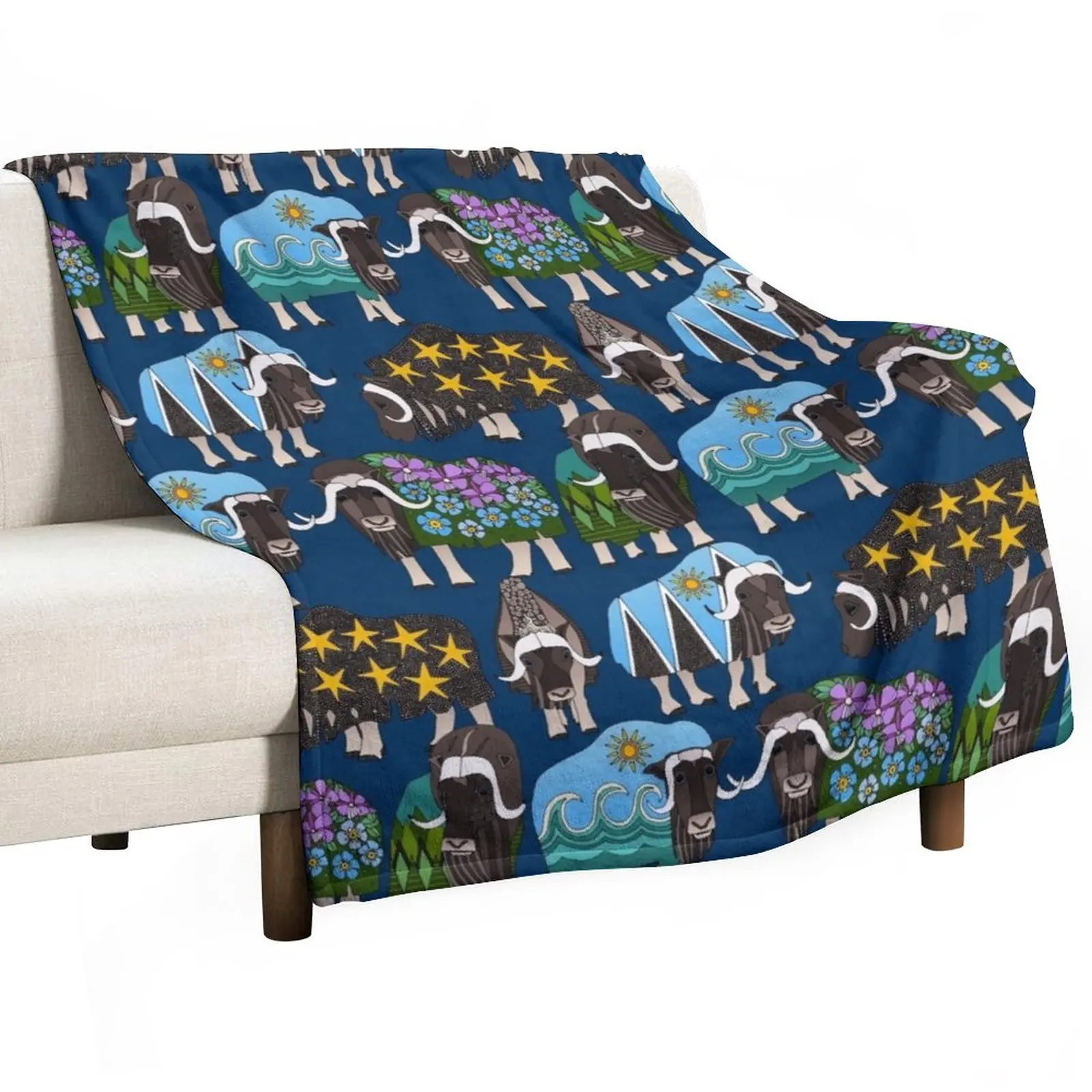 

Alaskan musk ox blue Throw Blanket Hair Blanket Decorative Blankets Blankets Sofas Of Decoration