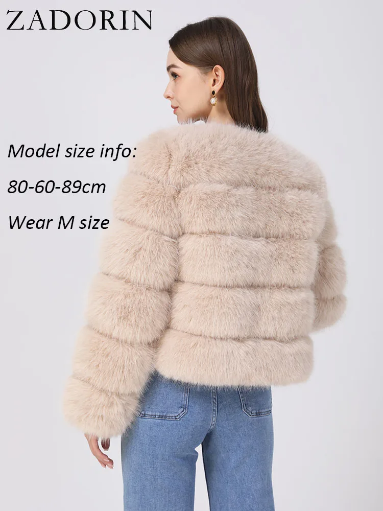 ZADORIN Long Sleeve Faux Fox Fur Coat Women Winter Fashion Thick Warm Fur Coats Outerwear Fake Fur Jacket Women Clothing 4