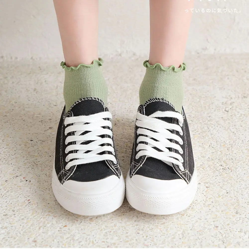 Rüschen Socken Frauen japanische Mode koreanische Ins Stil weiße Kawaii Rüschen Socken für Mädchen lila süße kurze Frau Socke – Detail 3