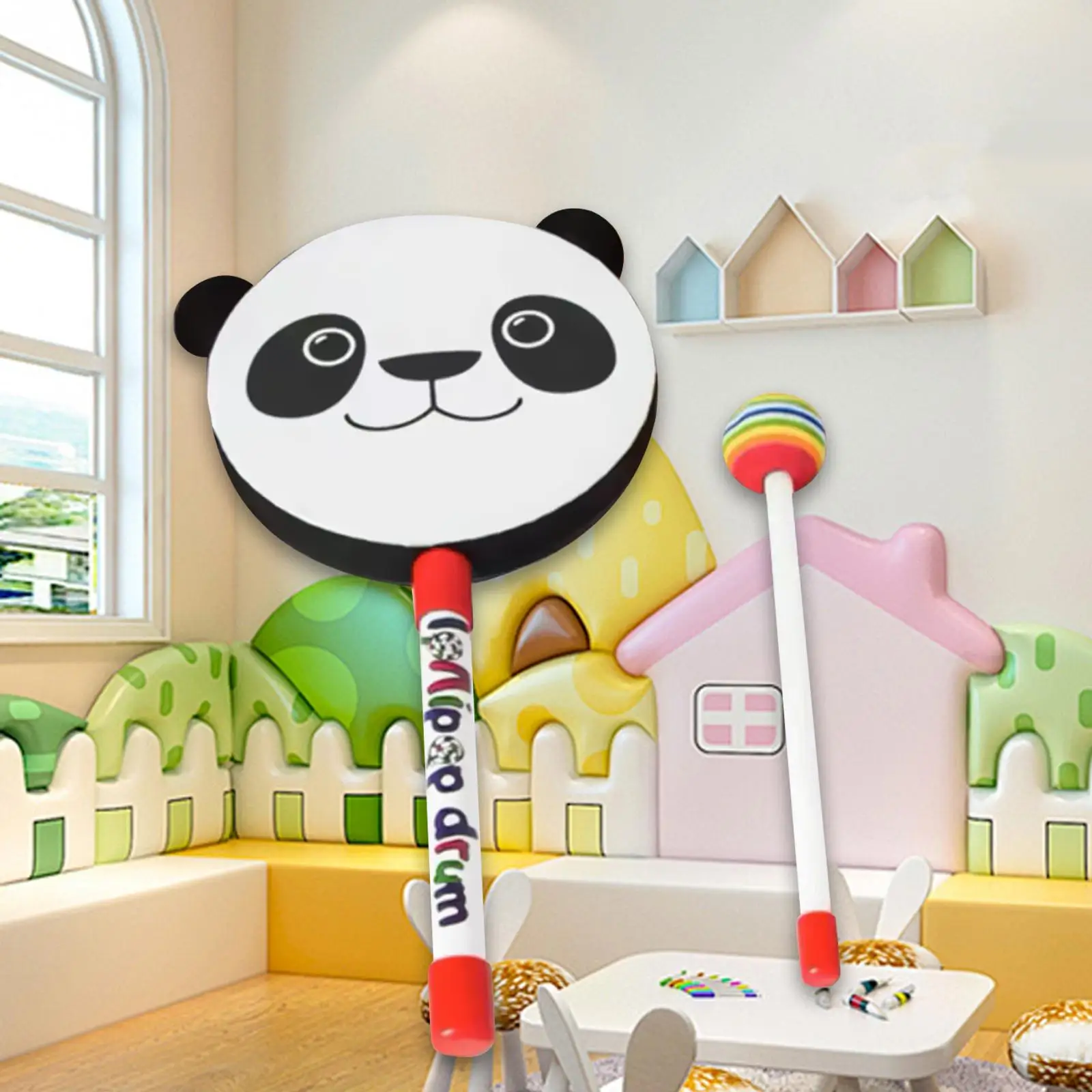 Kids hand drum cartoon sensory development toys music educational toy with mallet for birthday gift children home boys and girls