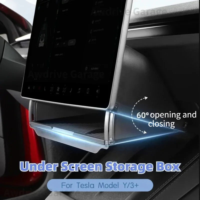 Unter-Bildschirm-Aufbewahrungsbox für Tesla Model Y/3+ Highland Model Y Juniper Zentralsteuerung Versteckter Aufbewahrungsorganizer Ablage Zubehör
