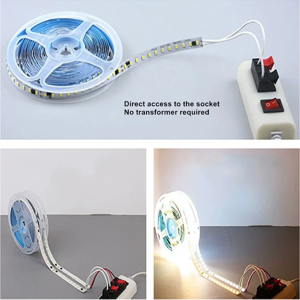 AC220V~230V LED Strip Lights 2835 120/240 LED/m 5M Lamp 220V LED Strip Light 220 Volt Diode Tape Flexible Soft Lamp For Bar Home