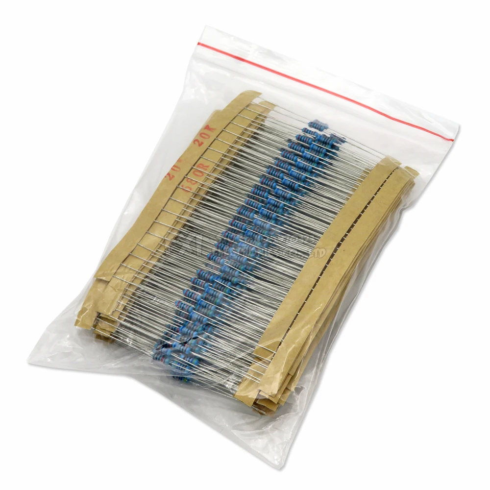 600PCS 30Values x 20PCS 1% 1/4 W Metal Film Resistor Pack Set