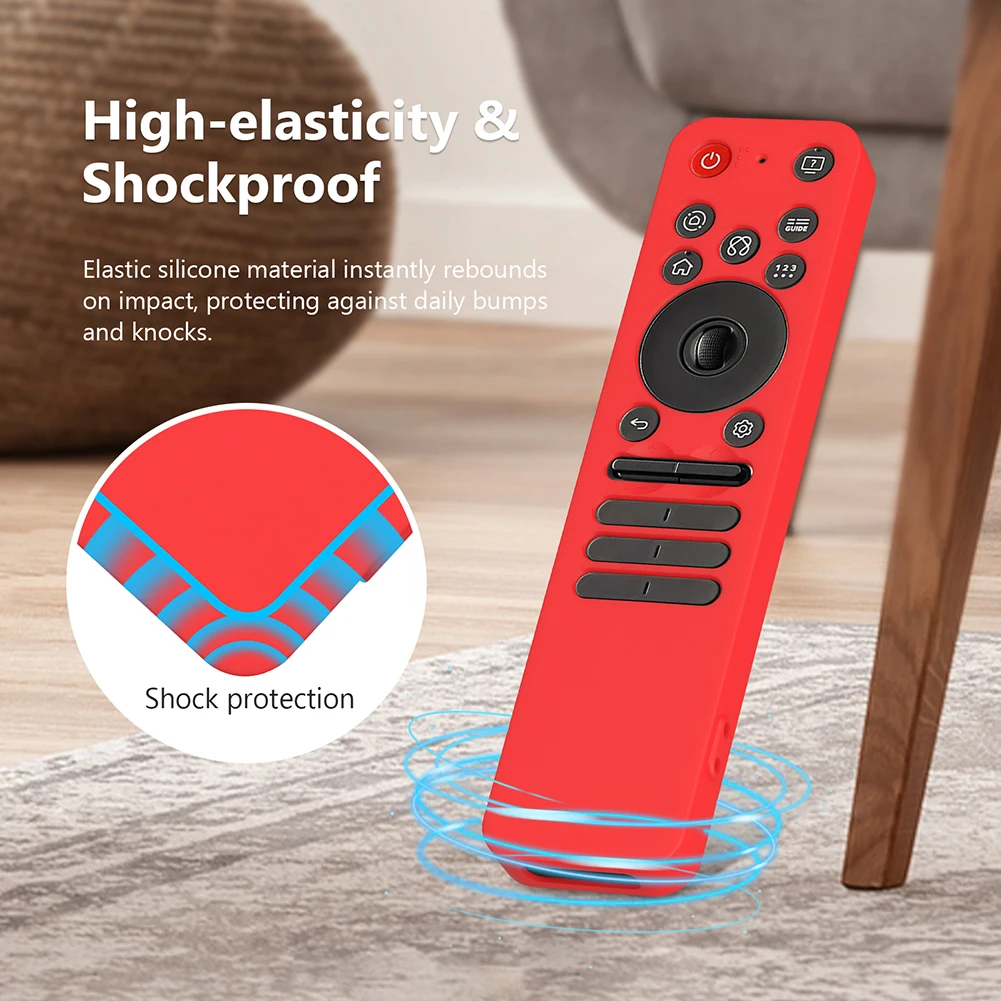 Silicone Anti-Slip Shockproof TV Remote Control Cover with Lanyard