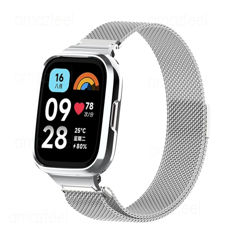 Custodia Protettiva Per Cinturino Per Redmi Watch 3 Active Magnetic Loop Band Per Redmi Watch 3 Active Metal Bracelet Per Redmi3 Active Shell