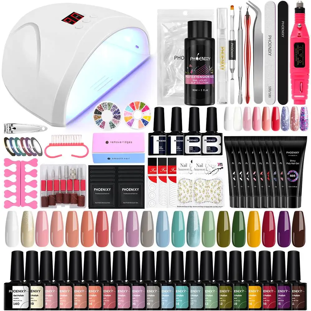 

Phoenixy Gel Nail Polish Set with Nail Drill Machine 36W/54W Lamp Dryer Semi Permanent UV Gel Varnish Complete Nail Art Tool Kit