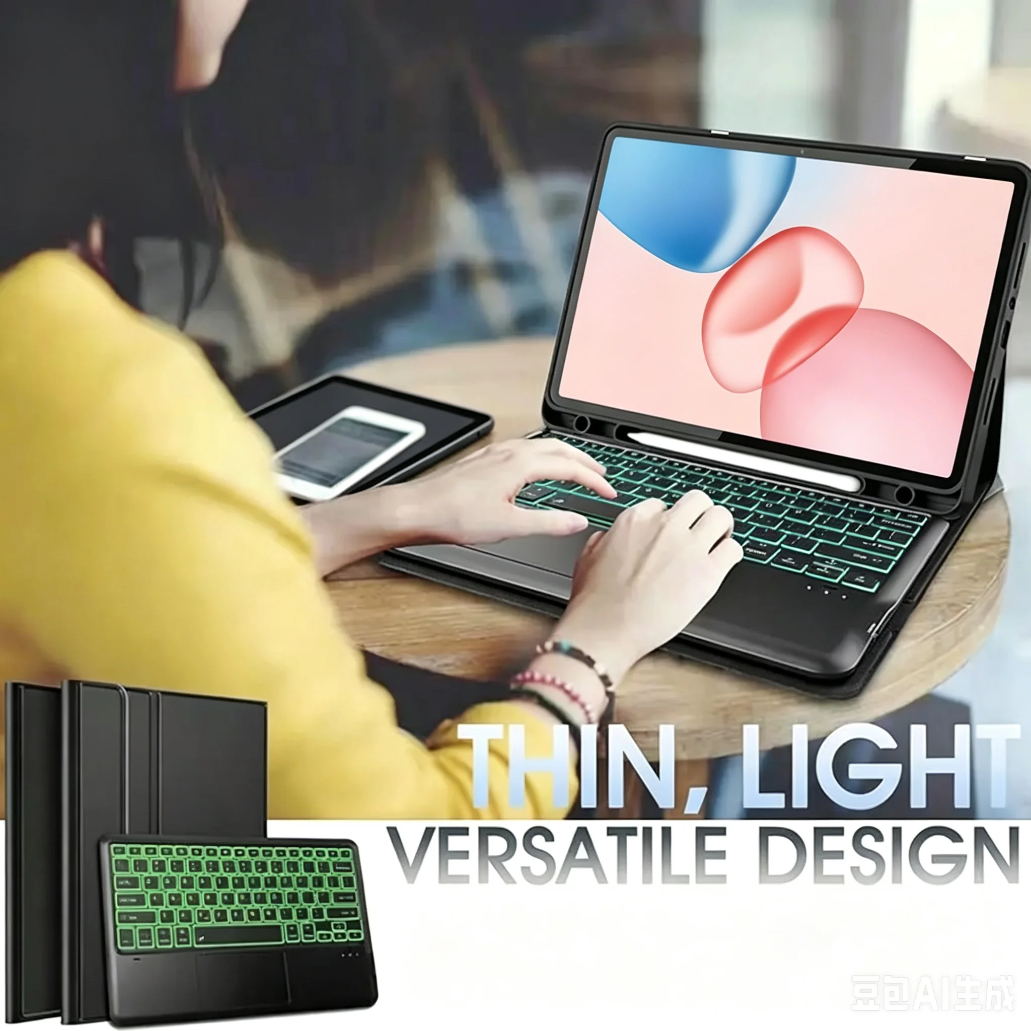 Enhanced Tablet Protective Stand Case with Detachable Keyboard and Smart Folio Design