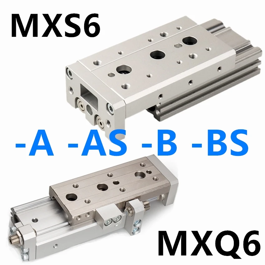 

MXQ6 MXQ6L MXS6 MXS6L SMC Type 10-50 A AS AT B BS BT MXQ Table Dual Rod Rail Slide Air Pneumatic Cylinder
