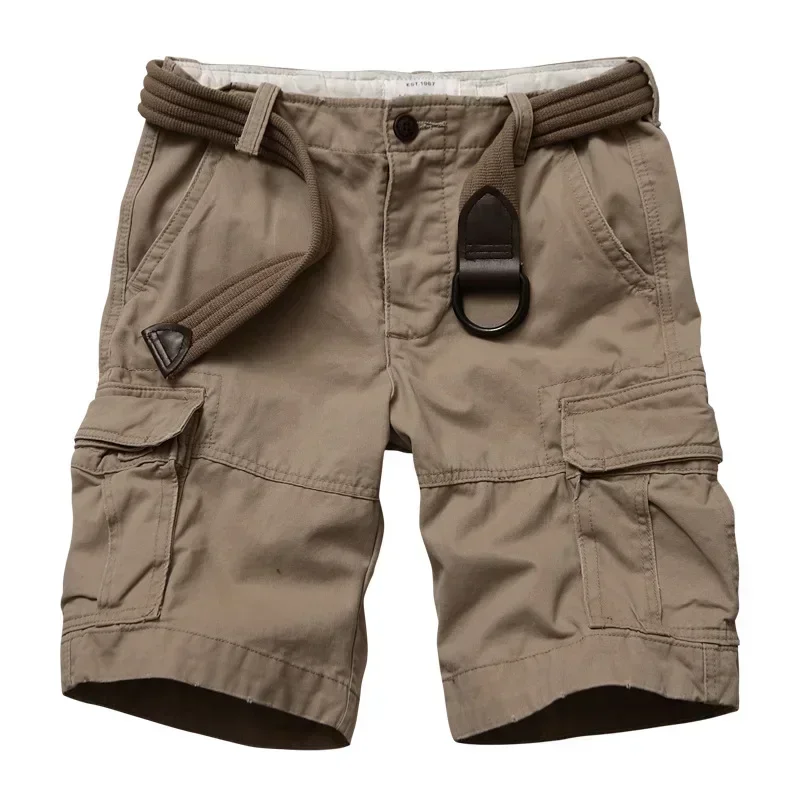 Men Outdoor Camouflage Hunting Shorts Wear Resistant Breathable Multi-pocket Overalls Hiking Hiking Sports Shorts No Belt