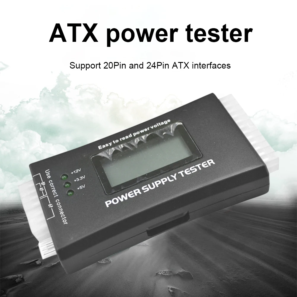 20/24 Pin Power Measuring LCD Display PC Power Supply Tester Multifunction Quick Bank Supply Power Measuring for ATX BTX ITX TFX