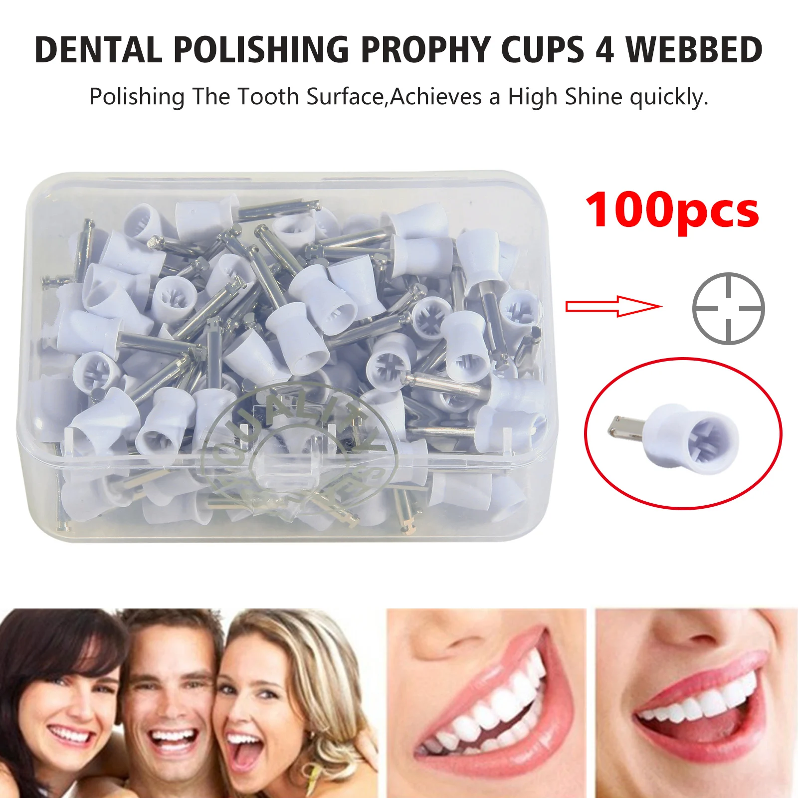 100Pcs/Box Dental Rubber Latch type Polishing Prophy Cups Soft Hard White Blue Green Mix Colorful Polish Disposable Cup Dentist