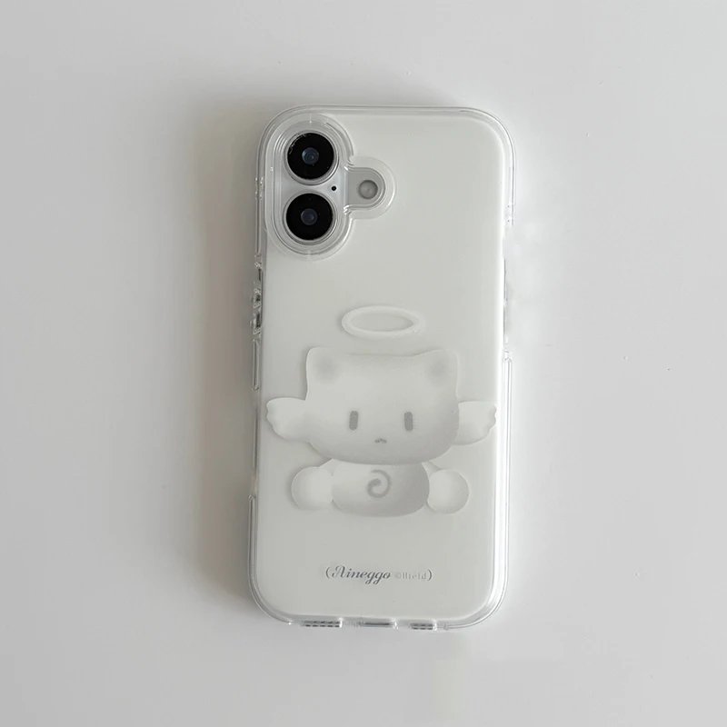 Korean Ins Lovely Angel White Kitten Shockproof Silicone Phone Case