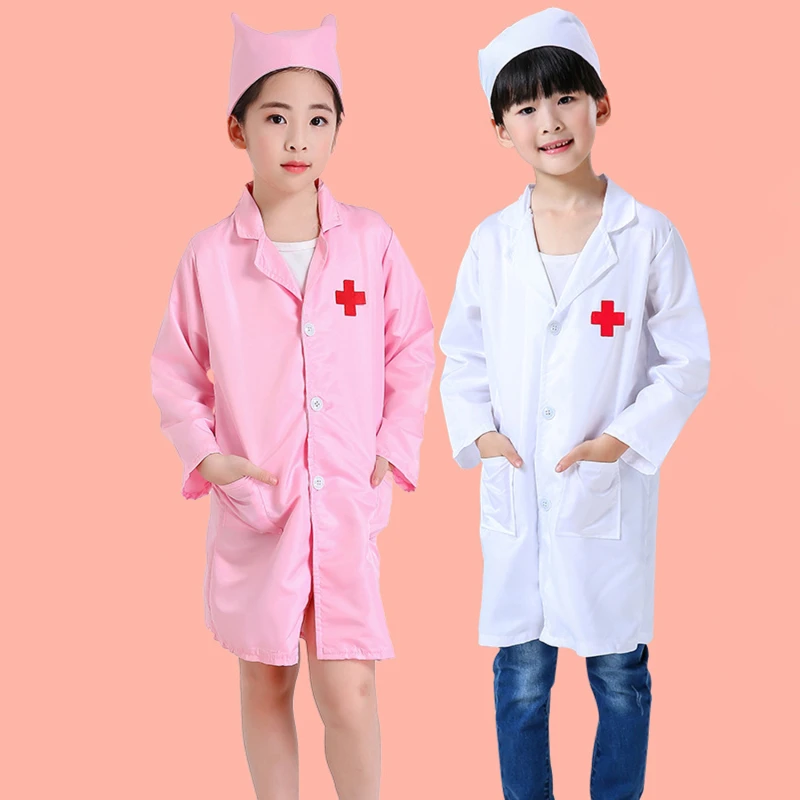 

Kids Cosplay Party Clothes Boys Girls Doctor Nurse Uniforms Fancy Toddler Halloween Role Play Costumes Doctor Gown High Quality