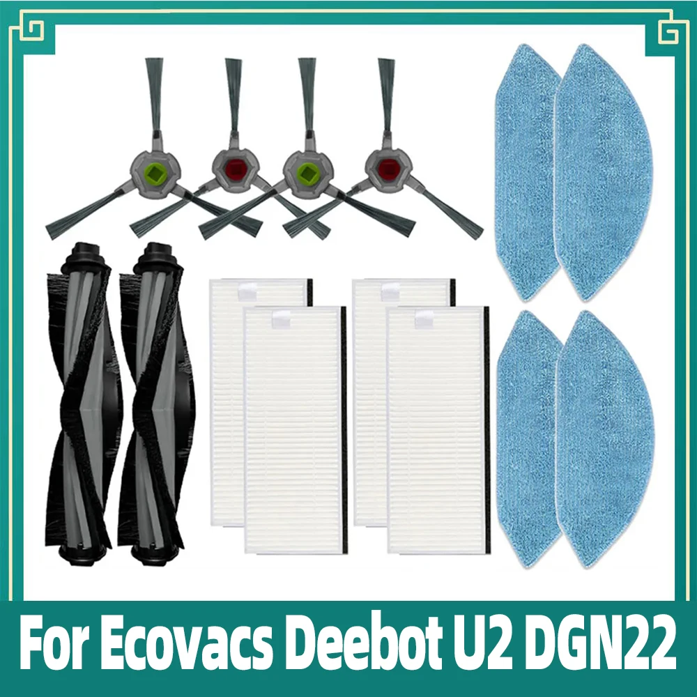 Piezas de repuesto para Robot aspirador Ecovacs Deebot U2 DGN22 / U2 Pro, filtro Hepa, mopa, paño, cepillo lateral principal, accesorios