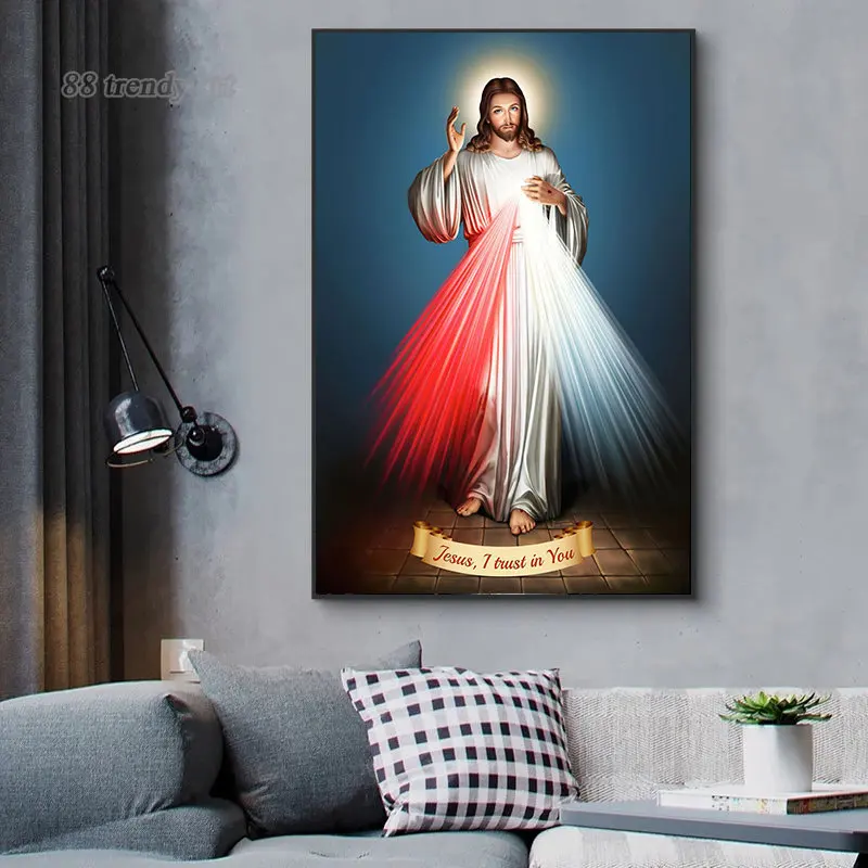 LXTOPN Jesus Bild Religion Wandkunst Leinwand Malerei, Jesus Und Ziegen Home Decor