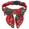 Christmas Dog Collar with Bow Adjustable Cotton Red Bowtie Dog Christmas Collars for Large Dogs Pets Grooming New Year Gift 6
