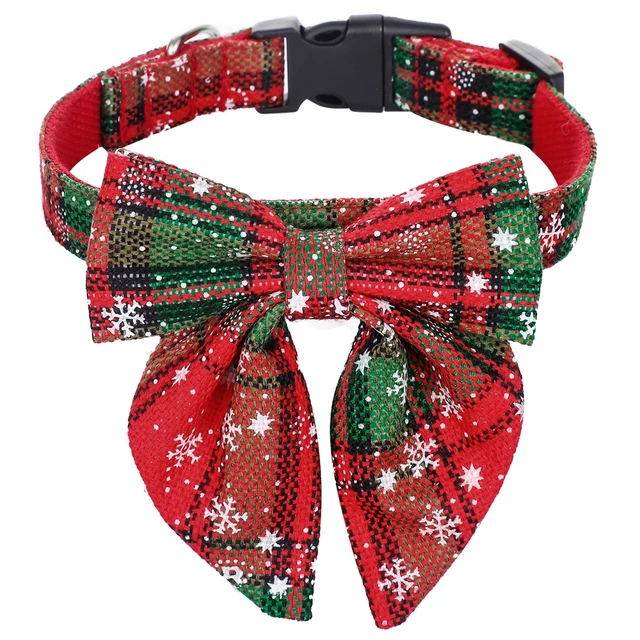 Christmas Dog Collar with Bow Adjustable Cotton Red Bowtie Dog Christmas Collars for Large Dogs Pets Grooming New Year Gift 6