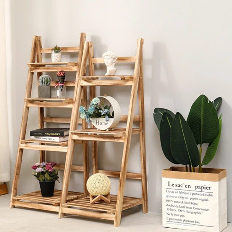 Special Offer Wooden Flower Stand, Foldable Balcony Shoe Rack, Simple Garden Shelf, Multi-layer Living Room Organizer 117