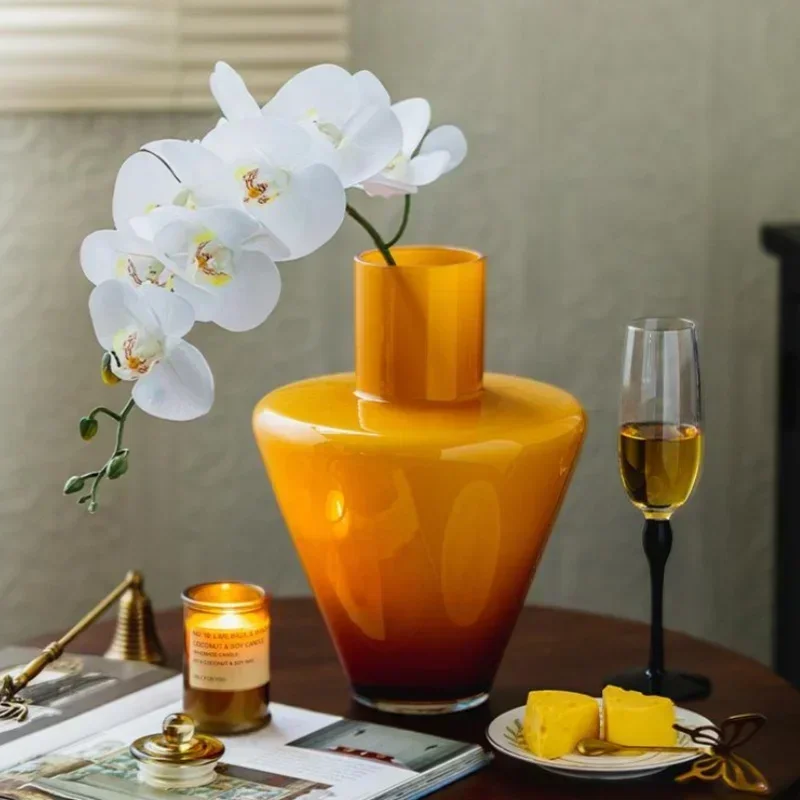

Terrarium Vase Accessories Hydroponics Home Glass Decoration Bottles Triangle Geometric Arrangement Flower Orange