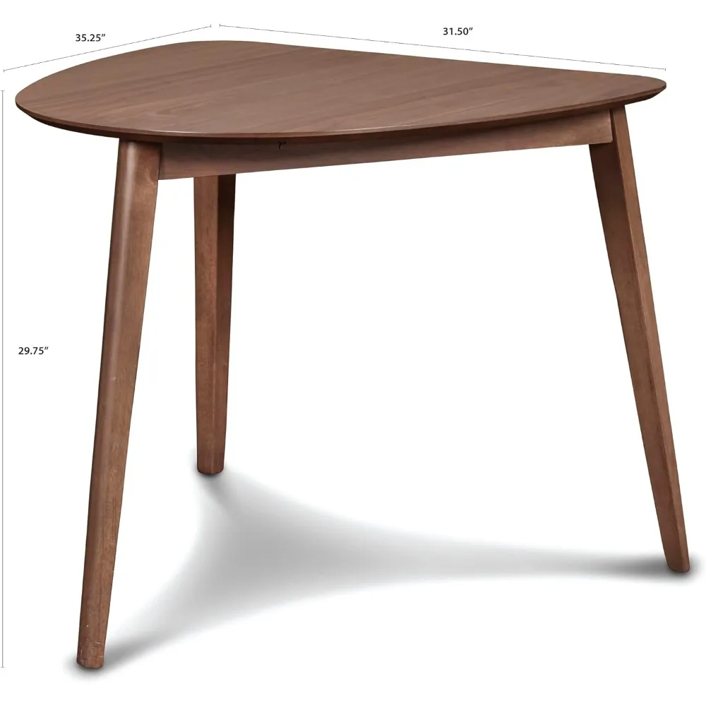 Mid-Century Modern Oscar Corner Table 3-Piece Dining Set, Walnut 2