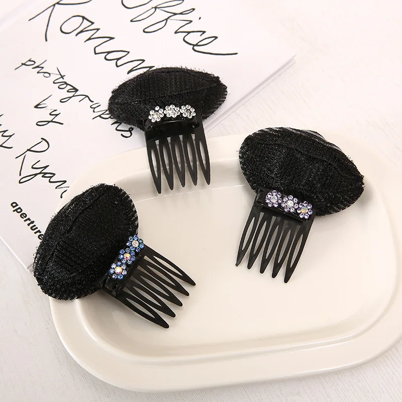 

5 Colors Fluffy Hair Clip with Diamond Style Styling Clip Self-adhesive Five Tooth Comb Forehead Pad High Hairstyle Tool