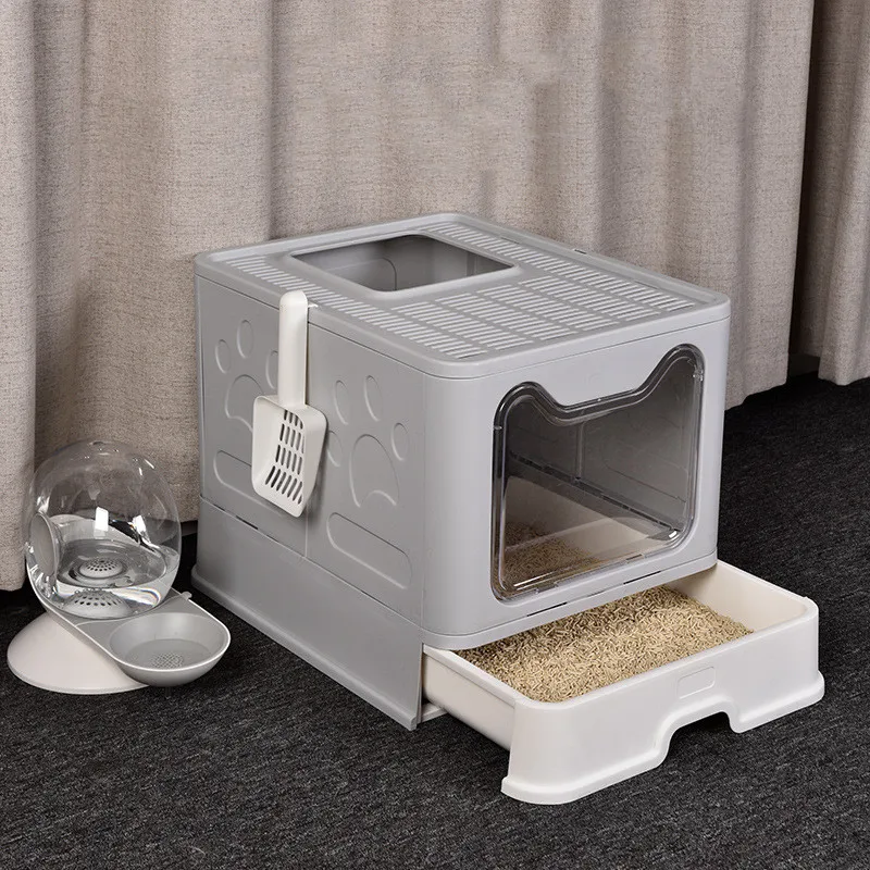 

Cat Toilet Collapsible Bedpan Anti Splash Closed Cat Litter Box Cat Dog Tray With Scoop Clean Toilet For Cat Plastic Sand Box