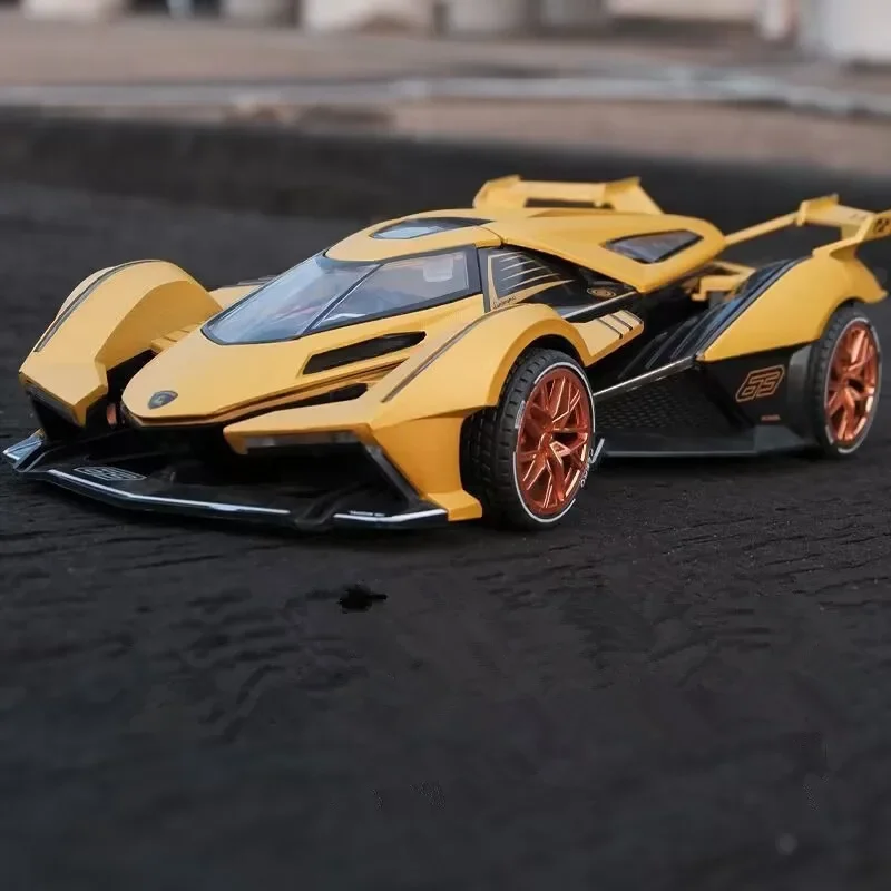 Модель спортивного автомобиля V12 Vision GT Gran туризм, литая металлическая игрушка, Модель гоночного автомобиля, звук, детский подарок, 1:32