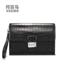 

KEXIMA Cestbeau American style Nile crocodile bag with lid type locking clutch bag large capacity wrist leather men clutch bag