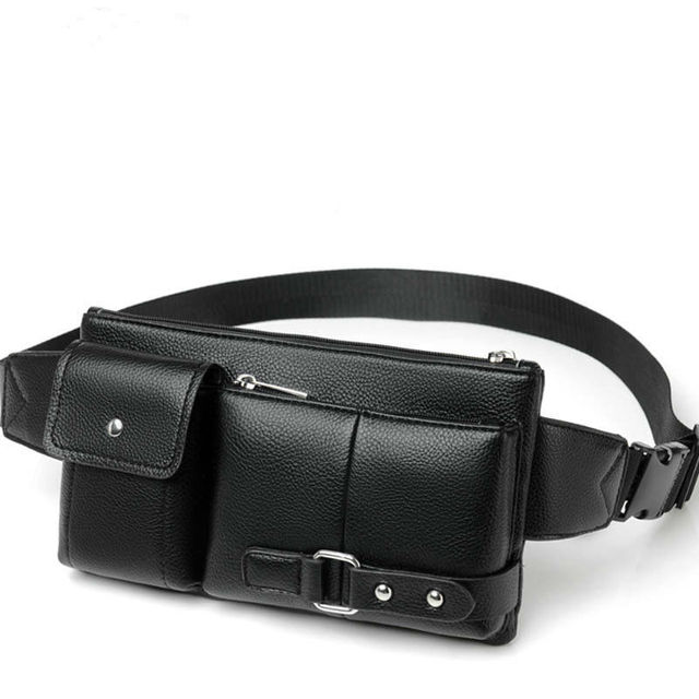 Pocket Fanny Pack PU Leather Waist Bag Slim Shoulder Bag Hip Purse Adjustable Belt Strap Casual Pouch Outdoor Day Bag