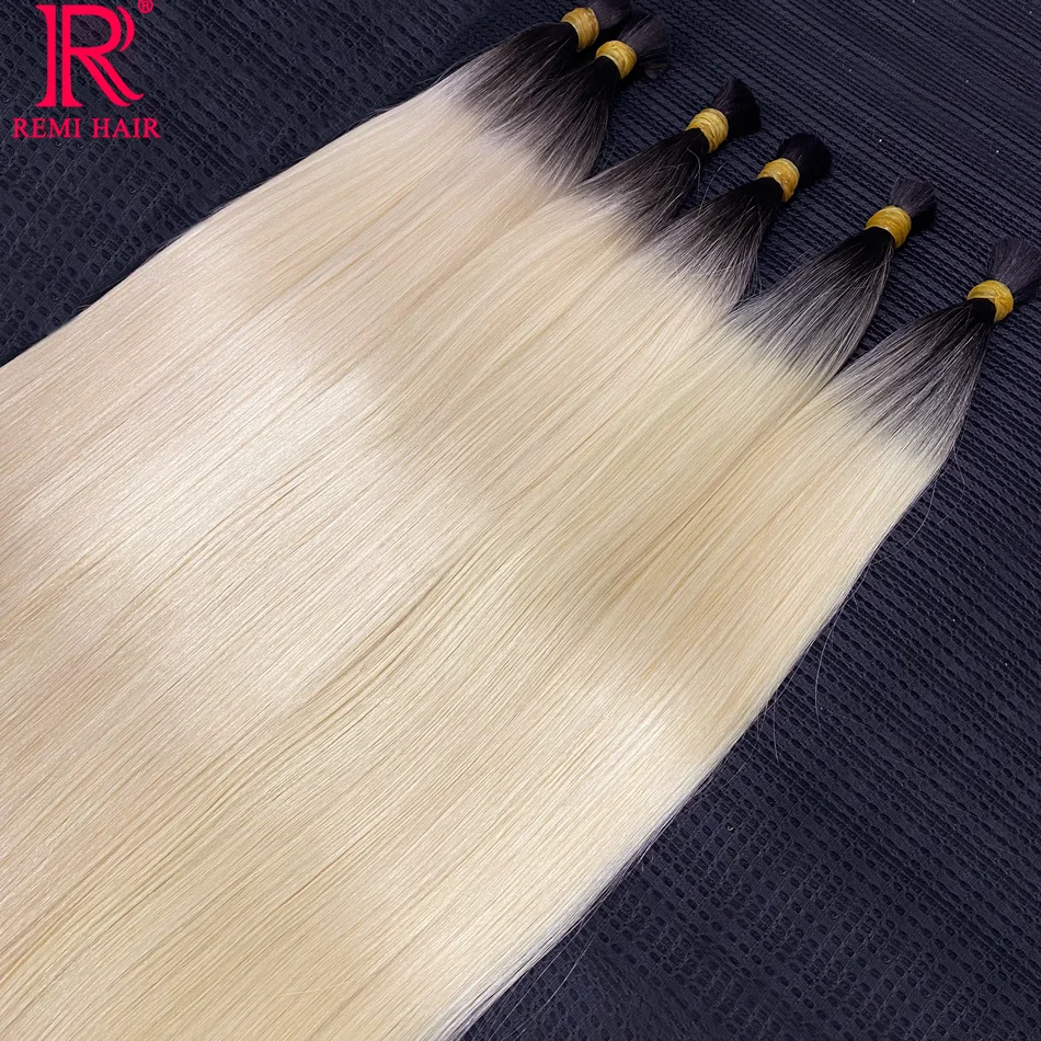 

Human Hair Bulk No Weft Boho Braids Extension Virgin 100% Real Human Hair Bundles Smoked Root Blond Hair Weaving For Braiding