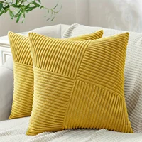 Bohemian Style Throw Pillow Covers Patchwork Corduroy Polyester,45x45CM, Decorative Cushion Cases Woven Texture - 18x18 Inches 4