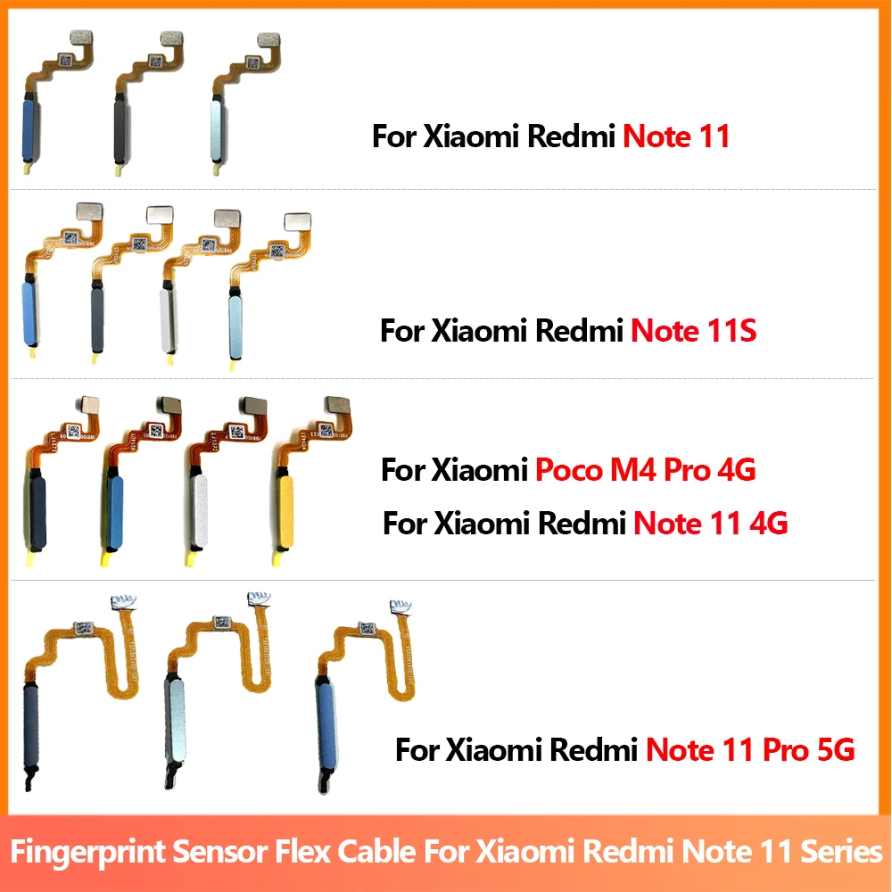 

Original New Home Button FingerPrint Touch ID Sensor Flex Cable For Xiaomi Redmi Note 11 11s Pro Poco M4 Pro 4G 5G 100% New