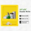 16" x 20" Double Shelf Yellow Rectangle Shower Niche Tile Bathroom Storage Leakproof Plastic Easy Installation Versatile Usage 5